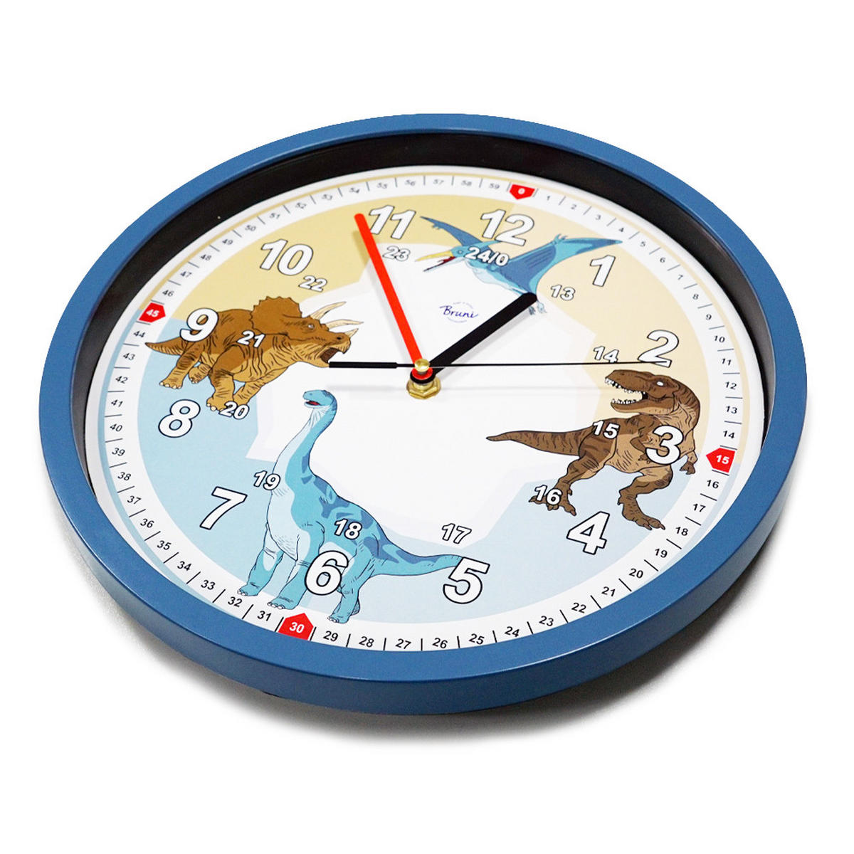 KINDERWANDUHR DINO, bruchsichere Wanduhr - Blau, Kunststoff (3.8/29/29cm) - Bruni