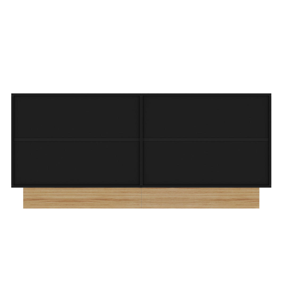 KOMMODE aus Spanplatte 160x38x75cm in Schwarz Holz mit 4 Türen - Schwarz, Holzwerkstoff (160/75/38cm) - Modfu