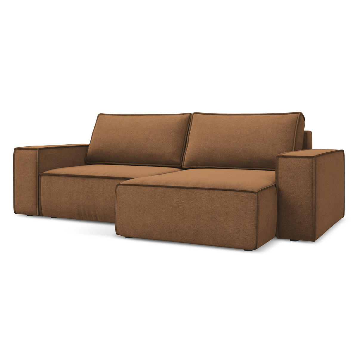 ECKSOFA mit Schlaffunktion Strukturstoff Stoff Orange - Terracotta/Schwarz, Kunststoff/Textil (257/148cm) - LaMiaSofa