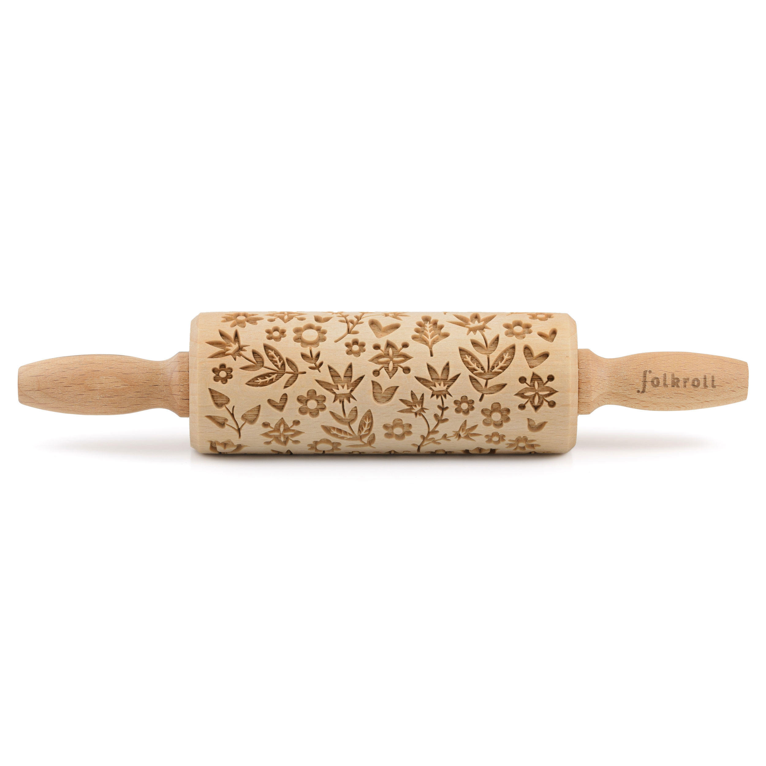 TEIGROLLE Flower Power, junior, 23 cm, Buchenholz - Braun, Holz (23cm) - Folkroll