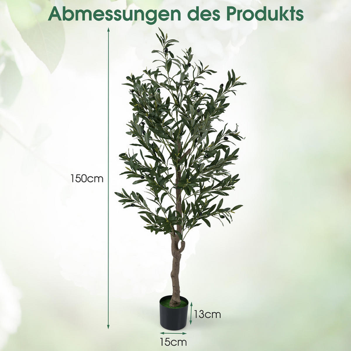 KUNSTOLIVENBAUM im Topf grün(2er-Set) - Grün, Kunststoff (150cm) - COSTWAY