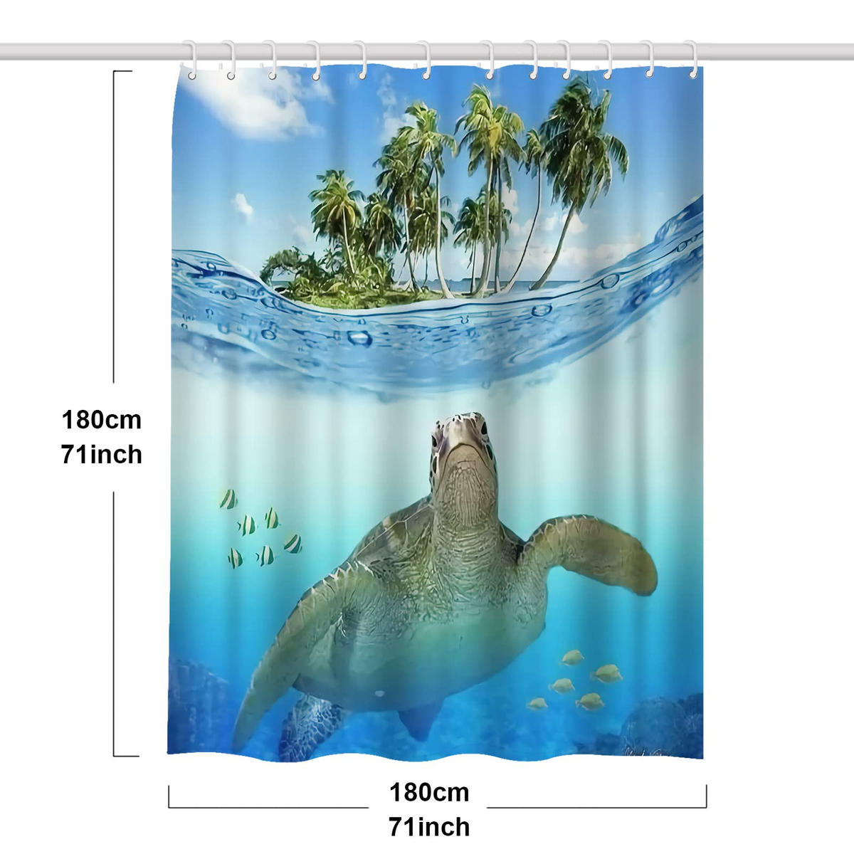 DUSCHVORHANG Schildkröte Muster 100% Polyester für Badewanne und Badezimmer waschbar schimmelresistent antibakteriell - Multicolor, Textil (180/180cm) - MCBOSON