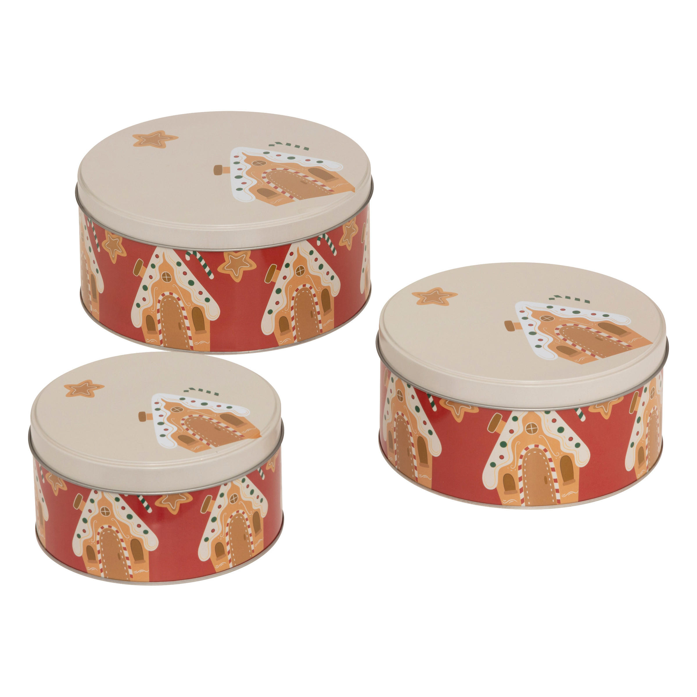 KEKSDOSE Metall rund 3er-Set - Rot, Kunststoff (19.5/8.6/19.5cm) - 5five Simply Smart