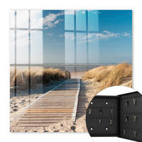 SCHLÜSSELBOX Schwarz 30x30 cm- Türöffnung nach rechts - Ein ruhiger Strand - Blau, Metall (30/30/5cm) - TULUP