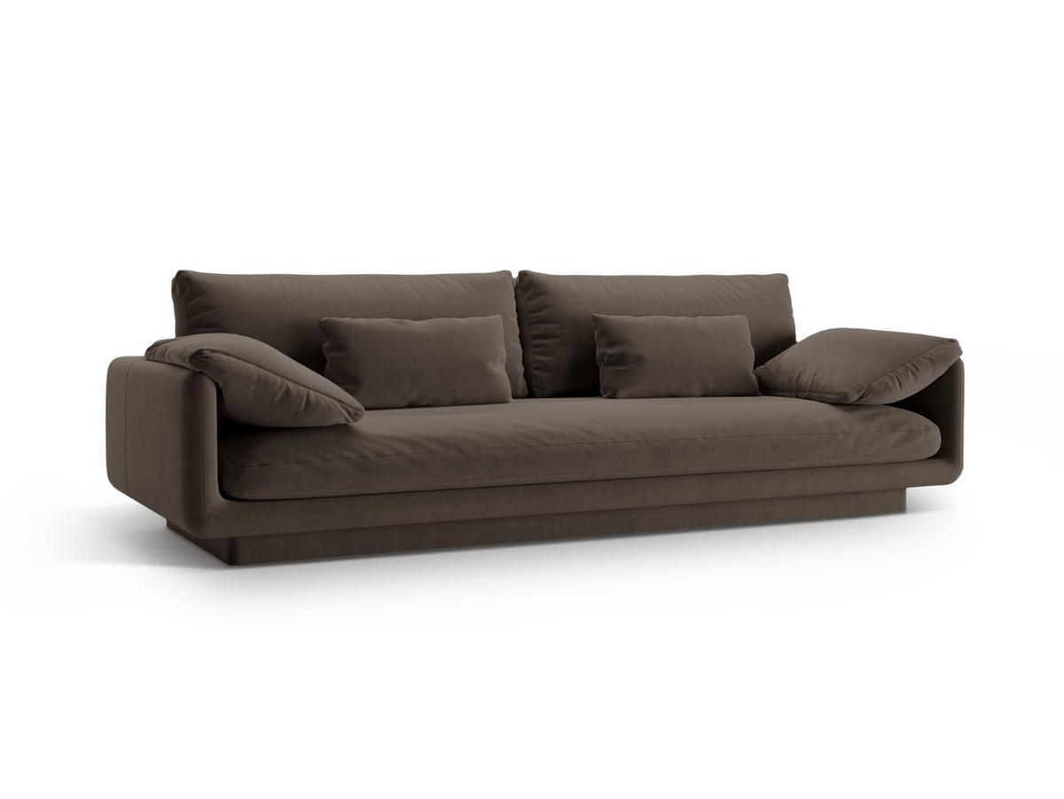 SOFA Torino aus Samt ebenholz 4 Sitzplätze - Graubraun, Textil (250/83/103cm) - Micadoni