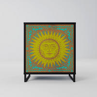 SIDEBOARD SUNSHINE EULOGY, Schwarz, 57,5x42x67,5 cm, Schwarze Metall-Rahmenfüße - Multicolor/Schwarz, Holzwerkstoff/Metall (57.5/67.5/42cm) - SpaceRebels