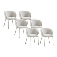 STUHL 6er-Set - Tweedstoff & Metall - Creme - SIJOLA - Creme, Textil (59/78.5/56.5cm) - Vente-Unique