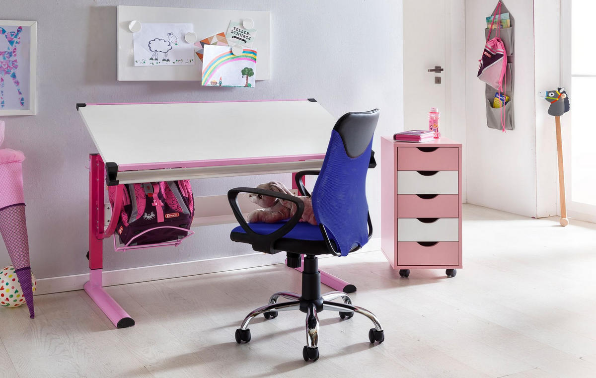 JUGENDDREHSTUHL Nylon Ergonomisch Höhenverstellbar DAVOS, Blau 60x60x101 cm - Blau/Silberfarben, Textil/Metall (60/101/60cm) - KADIMA DESIGN