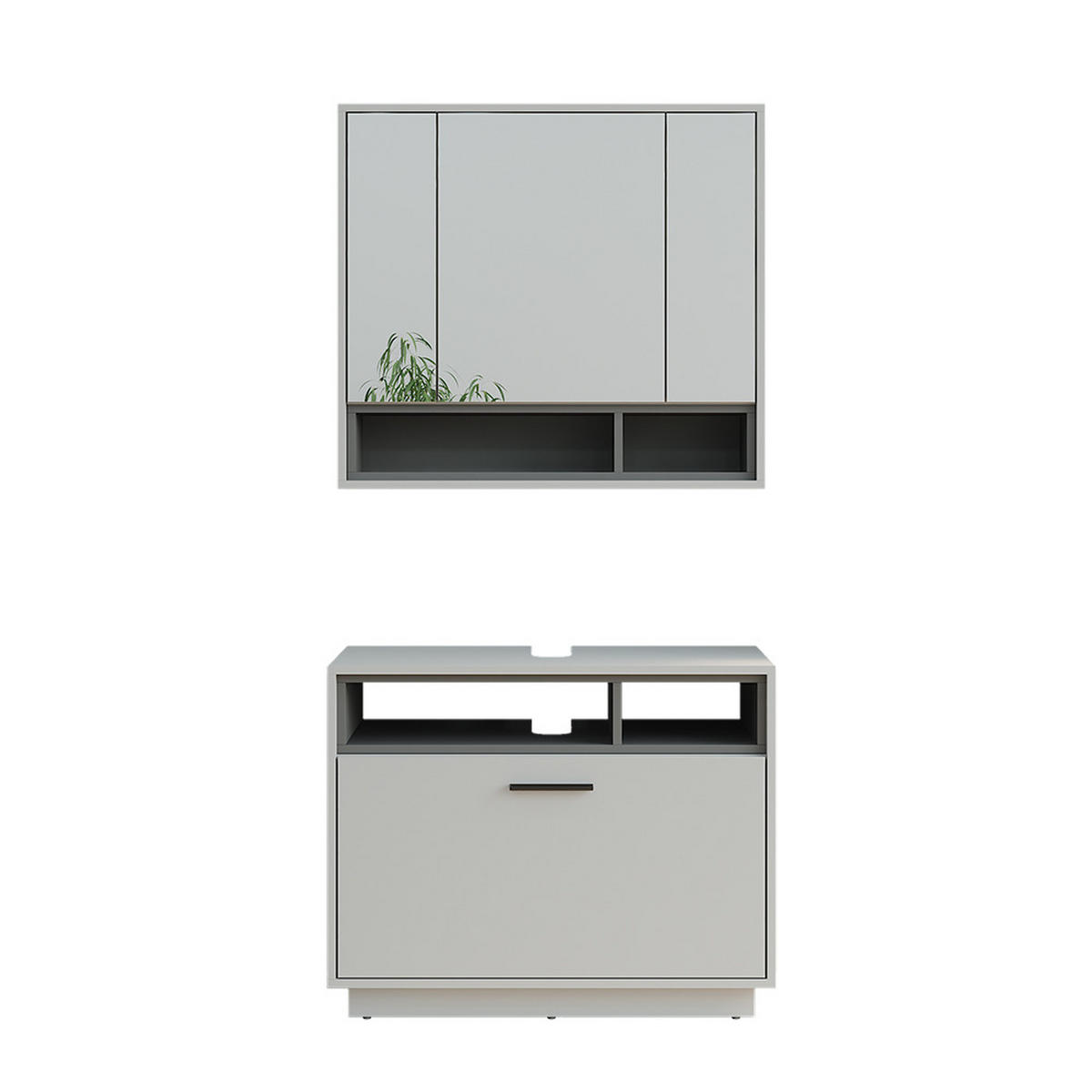 SADA KOUPELNOVÉHO NÁBYTKU Beatrice Šedá/antracitová - šedá/antracitová, kompozitní dřevo (80/64/35cm) - Vicco