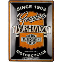 BLECHSCHILD 30/40 cm Harley-Davidson Genuine Motorcycles Ribbon - Multicolor, Metall (30/40/0.2cm) - Nostalgic-Art