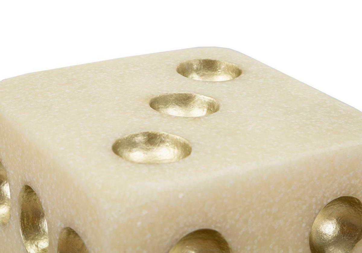 DEKOOBJEKT Dice Quarzy, weiß und goldfarben, Polyresin, 12 x 12 x 12 cm - Goldfarben/Weiß, Kunststoff (12/12/12cm) - Mauro Ferretti