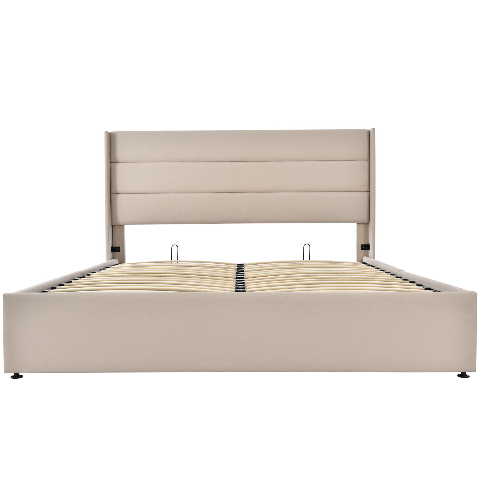 POLSTERBETT 160x200 cm mit Bettkasten, Lattenrost, Beige - Beige, Metall (160/200cm)