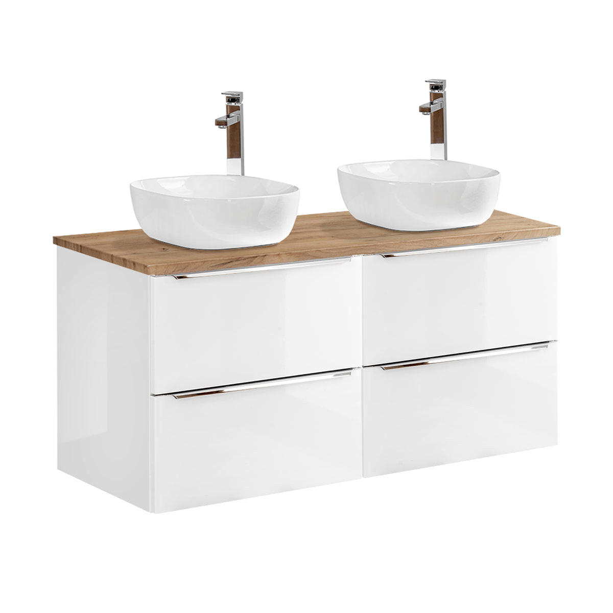 DOPPELWASCHTISCH 120.4cm April Weiß - Weiß, Holzwerkstoff (120.4/59/46cm) - Petits-meubles