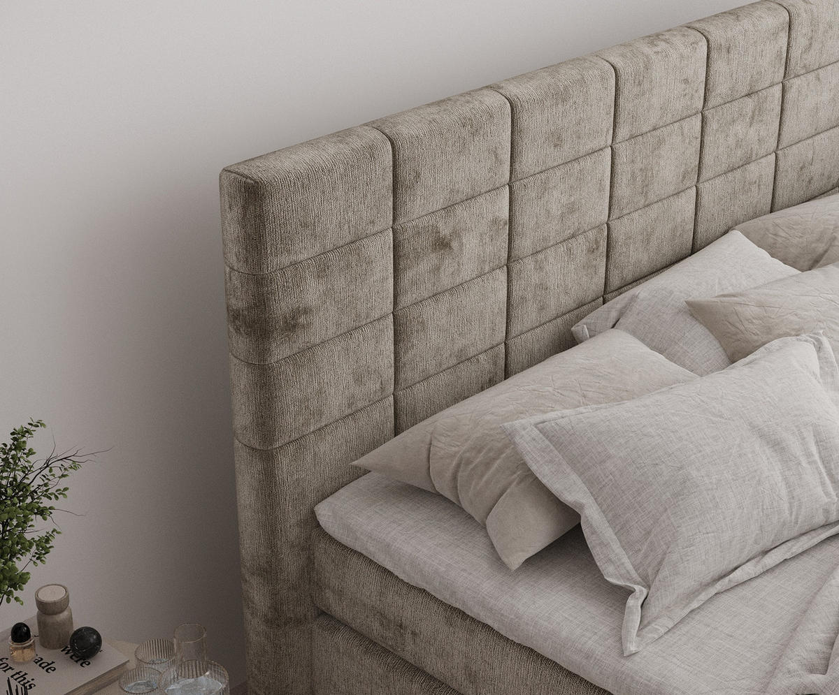 BOXSPRINGBETT Ava Beige 180/200 cm - Beige/Schwarz, Holz/Holzwerkstoff (180/200cm) - Maison de Reve