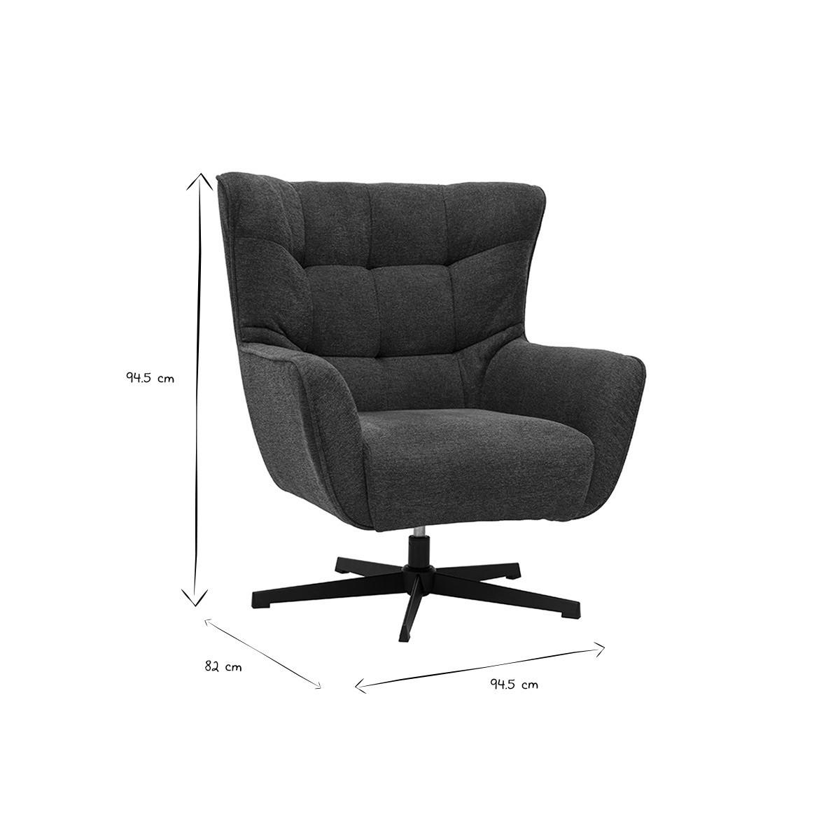 SESSEL Drehbar Dunkelblau Samteffekt Stoff Metall AVERY - Dunkelblau, Textil (82/94.5/83.5cm) - Miliboo