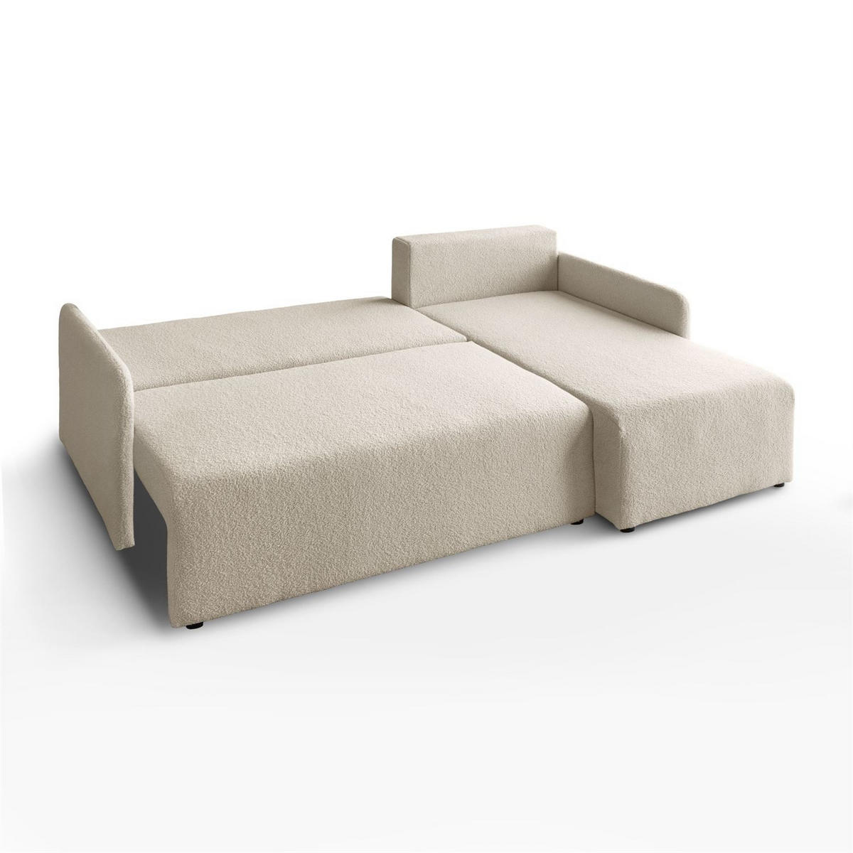 ECKSOFA CUDDLE mit Schlaffunktion und Bettkasten, Quelle 03 - Creme, Textil (213/145cm) - Lookway