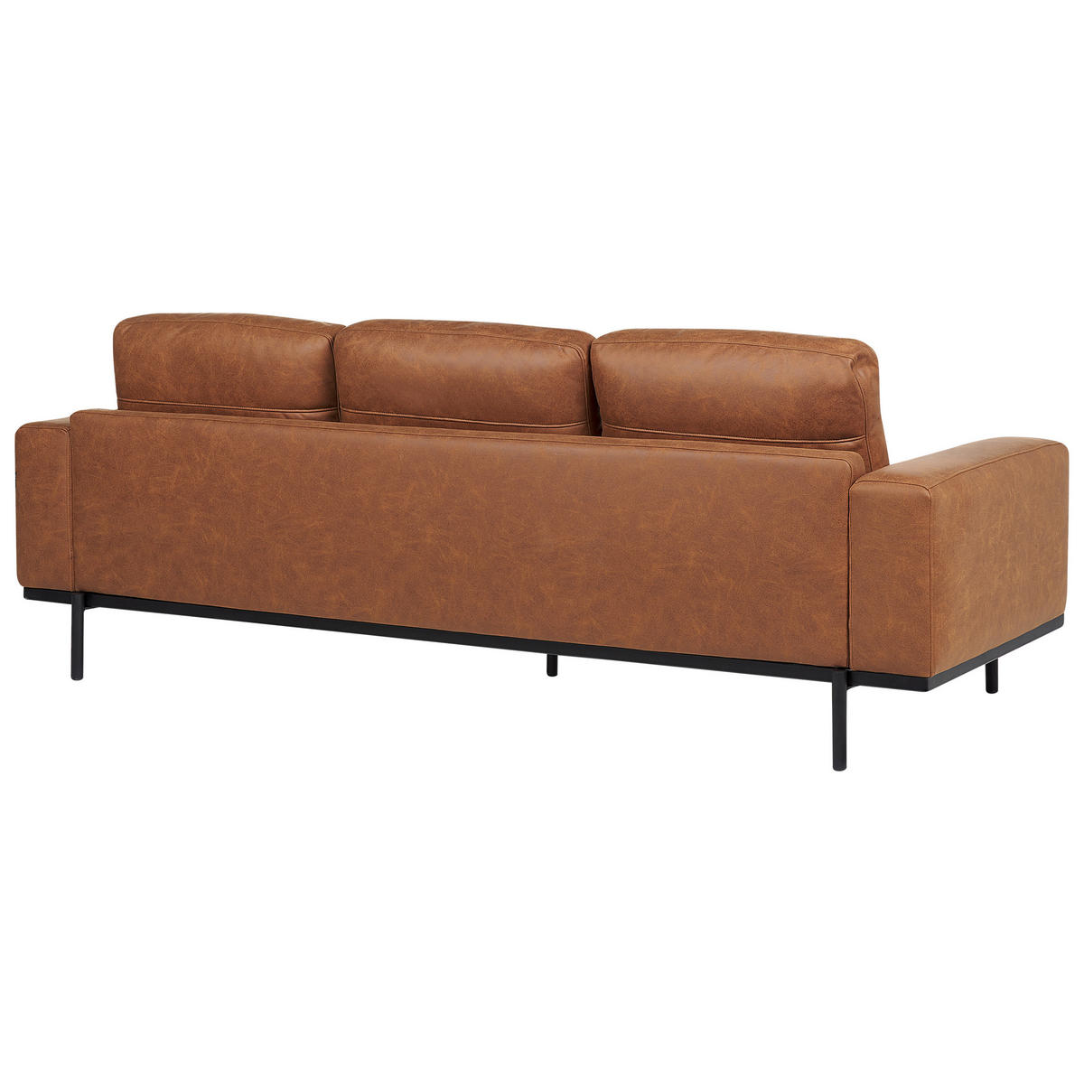 3-SITZER-SOFA Stoff braun Lederoptik Sovik - Braun, Textil (215/72/87cm) - Beliani