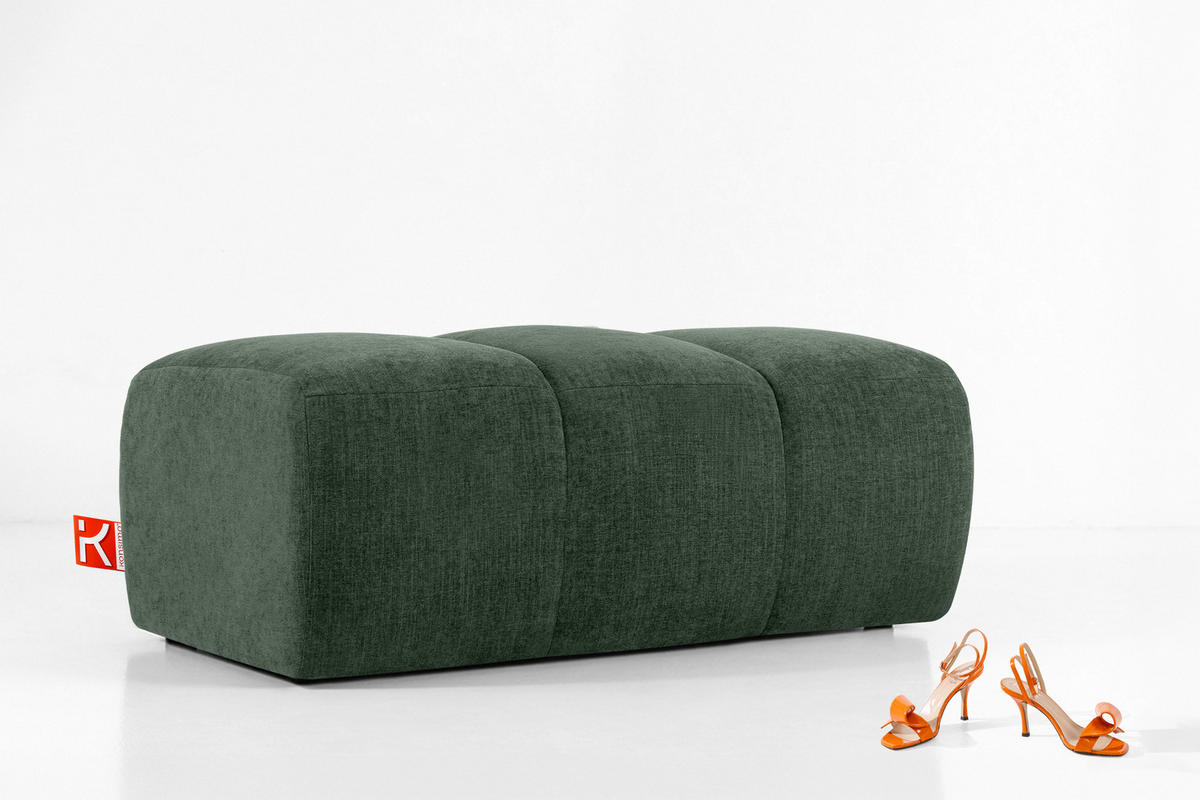 SITZHOCKER FLAVA, Dunkelgrün - Dunkelgrün, Holz/Holzwerkstoff (123/47/70cm) - KONSIMO®