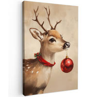 LEINWANDBILD Weihnachten - Hirsch - Geweih - Weihnachtskugel - Rentier 20x30 cm - Hellbraun, Textil (20/30cm) - MuchoWow