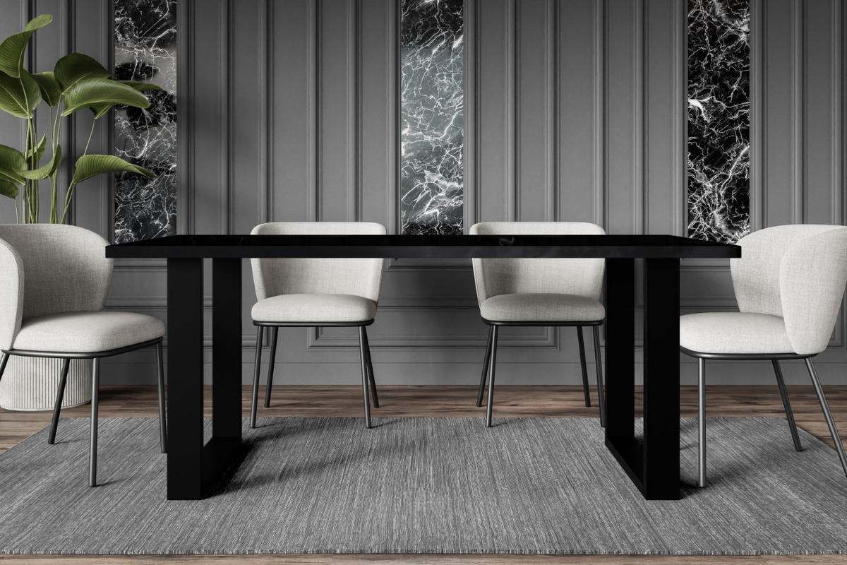 ESSTISCH 160x90x75 cm - Schwarz Hochglanz / Schwarz- KLYN U - Schwarz Hochglanz, Holzwerkstoff (160/90/75cm) - ALTDECOR