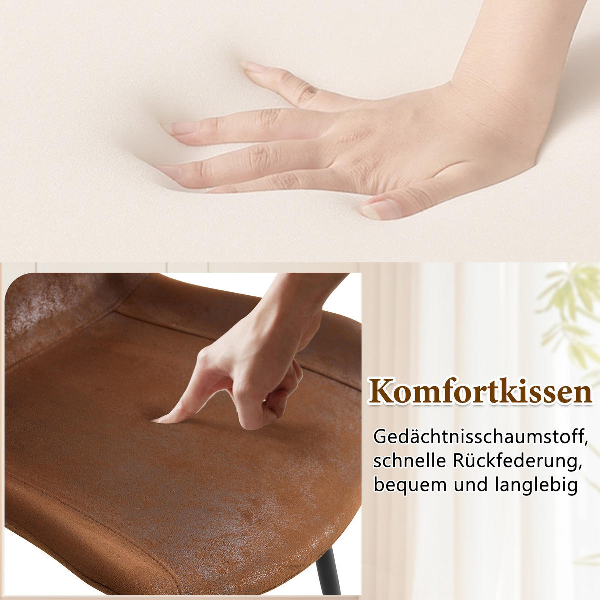 ESSGRUPPE DE-39372 5-teilig, mit 4 Stühlen und Glasplatte Braun - Braun, Metall (100/76/100cm) - ComfortXL