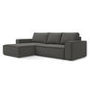 ECKSOFA mit Schlaffunktion Samt Stoff Grau - Dunkelgrau/Schwarz, Kunststoff/Textil (185/290cm) - Makamii