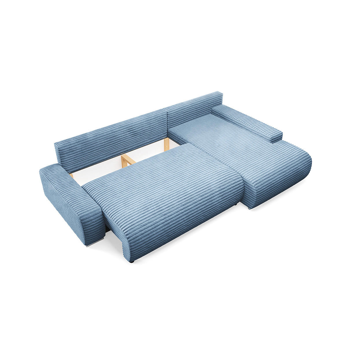 ECKSOFA Ivana 3 Sitzplätze Hellblau - Blau, Holz (265/172cm) - Petits-meubles