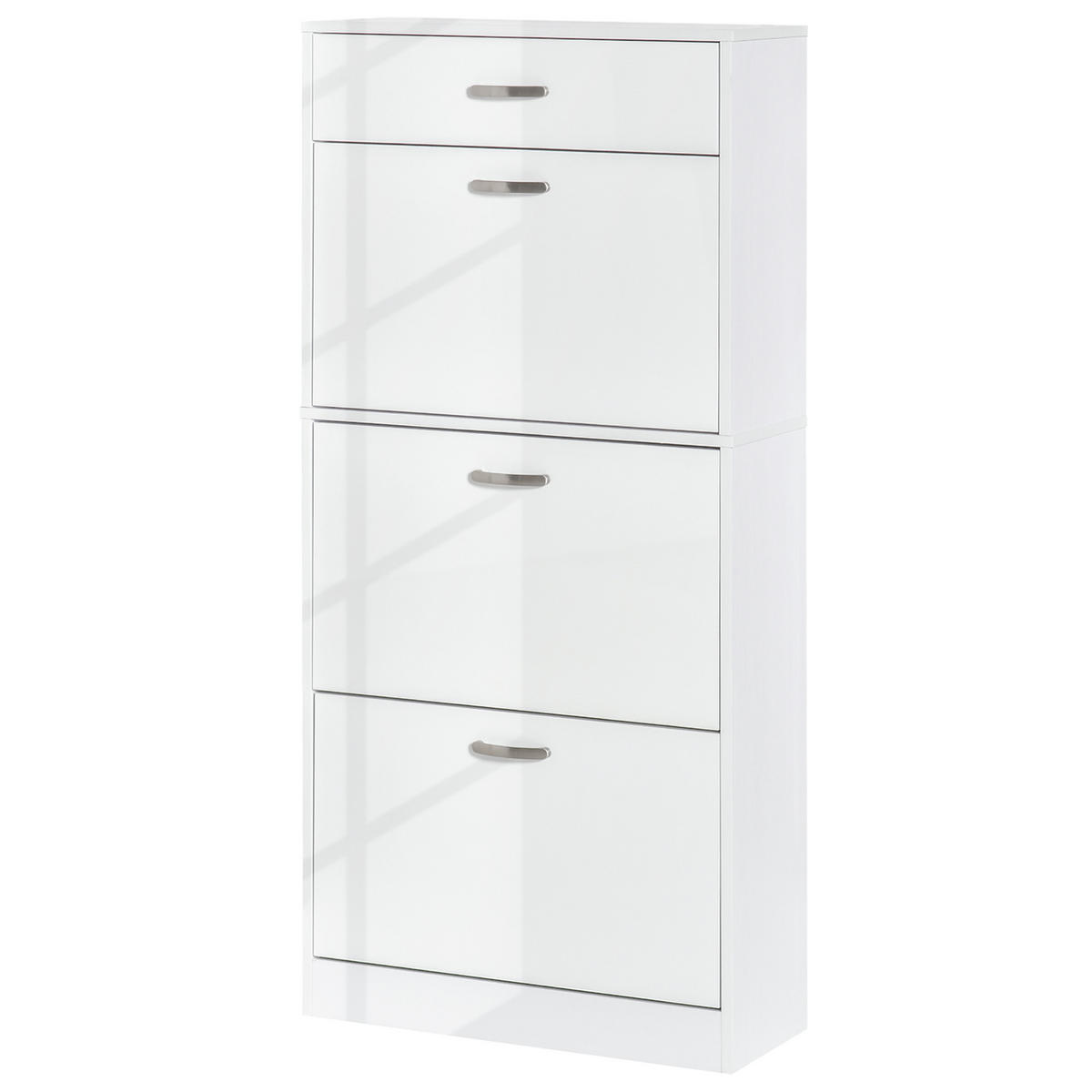 SCHUHSCHRANK DE-14975 3 Klapptüren & Schublade Weiß - Weiß, Holzwerkstoff (62/135/24cm) - ComfortXL