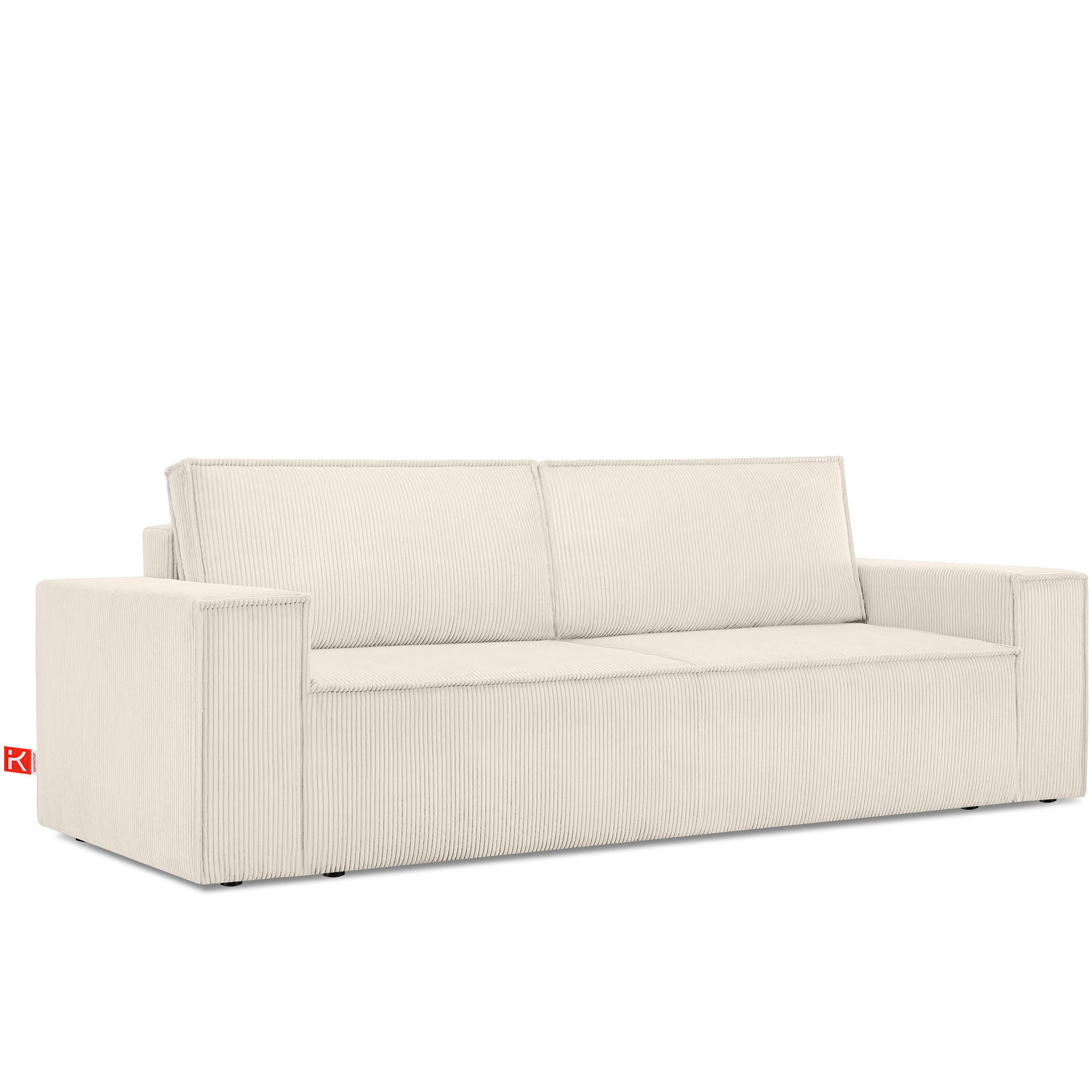 3-SITZER-SCHLAFSOFA NAPI in Pet Friendly Cord-Stoff, ecru - Ecru/Schwarz, Textil (244/89/101cm) - KONSIMO®