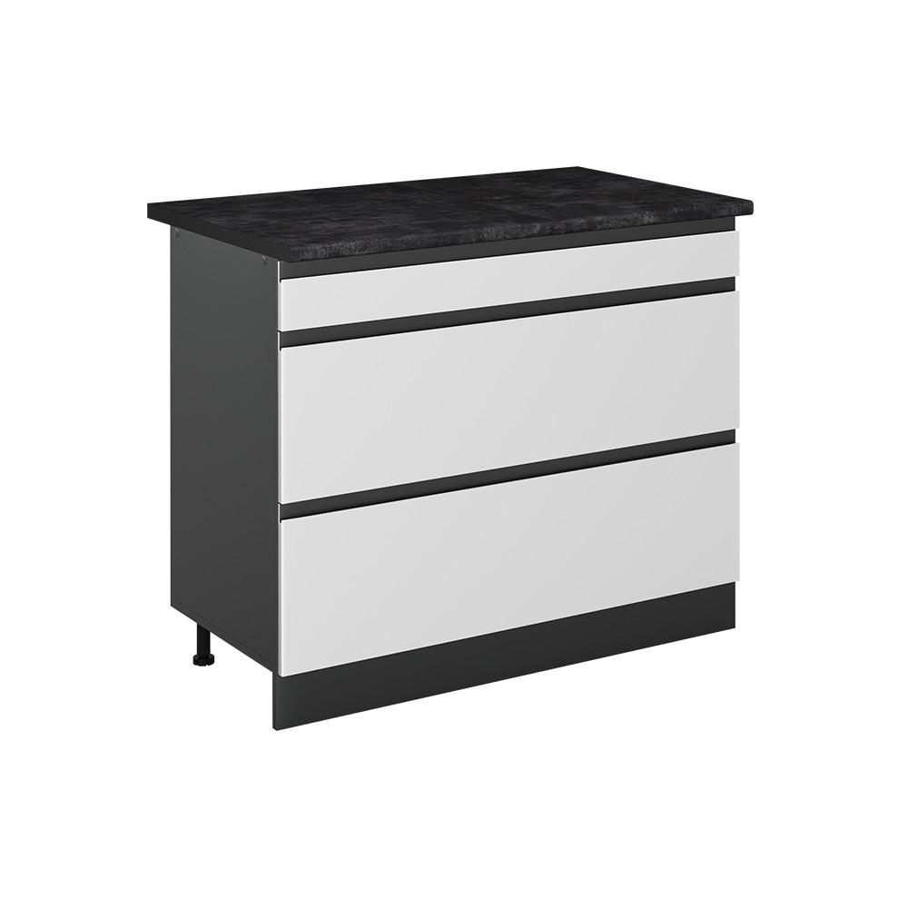 SPODNÍ SKŘÍŇKA KUCHYŇSKÉ LINKY R-Line, Bílá/Antracit, 100 cm pracovná doska antracitová - bílá/antracitová, kompozitní dřevo (100/81.6/60cm) - Vicco
