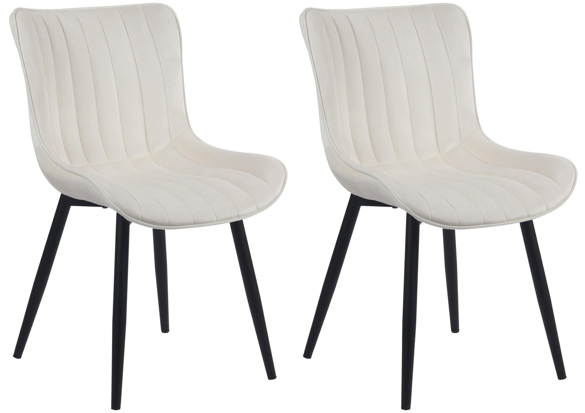 STUHL 2er Set Samt creme - Creme/Schwarz, Textil/Metall (50/81/61cm) - CLP