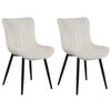 STUHL 2er Set Samt creme - Creme/Schwarz, Textil/Metall (50/81/61cm) - CLP