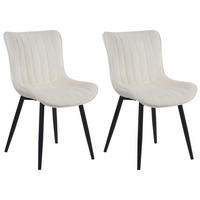 STUHL 2er Set Samt creme - Creme/Schwarz, Textil/Metall (50/81/61cm) - CLP
