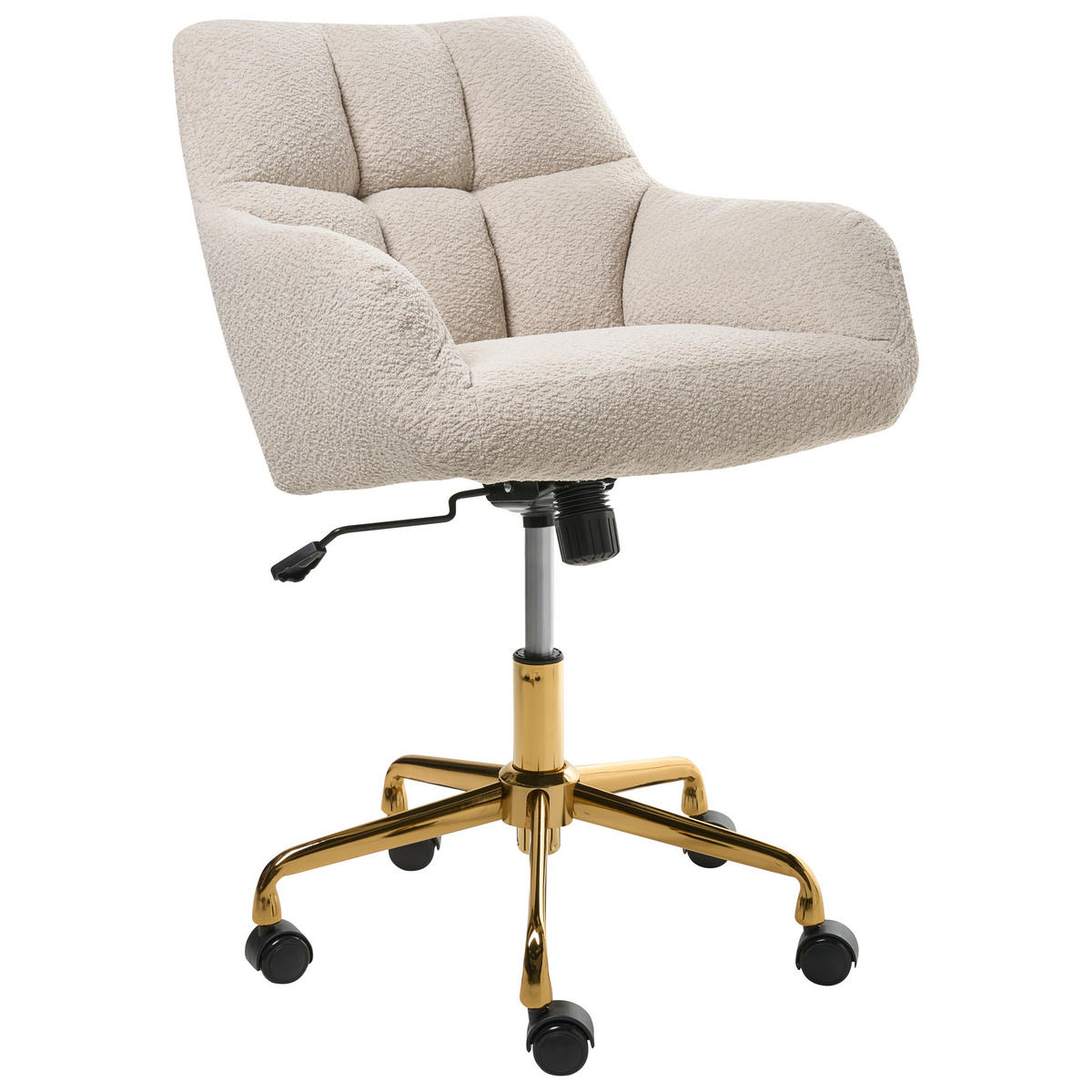 SCHREIBTISCHSTUHL Beige Palmdale - Beige/Goldfarben, Textil (58/87/61cm) - Beliani