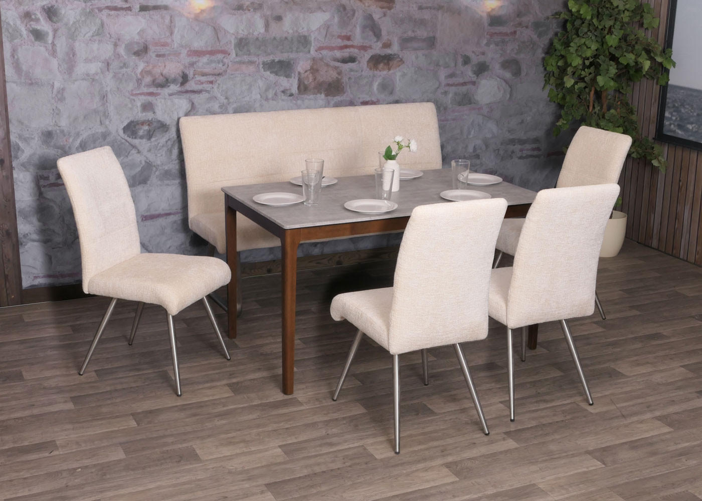SITZBANK Cremeweiß - Weiß, Textil (160/100/65cm) - MCW