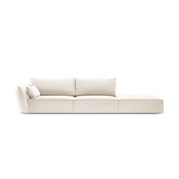 RECHTES-SOFA Kaelle aus Samt leichtes beige 4 Sitzplätze - Creme, Textil (110/85/264cm) - Micadoni