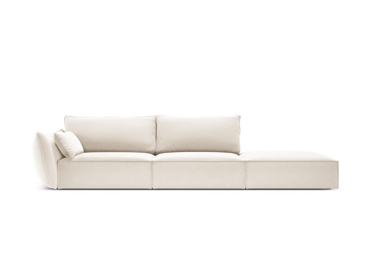 RECHTES-SOFA Kaelle aus Samt leichtes beige 4 Sitzplätze - Creme, Textil (110/85/264cm) - Micadoni