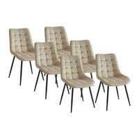 POLSTERSTUHL 6er-Set - Samt & schwarzes Metall - Beige - OLLUA - Beige, Textil (60/87/49.5cm) - Vente-Unique