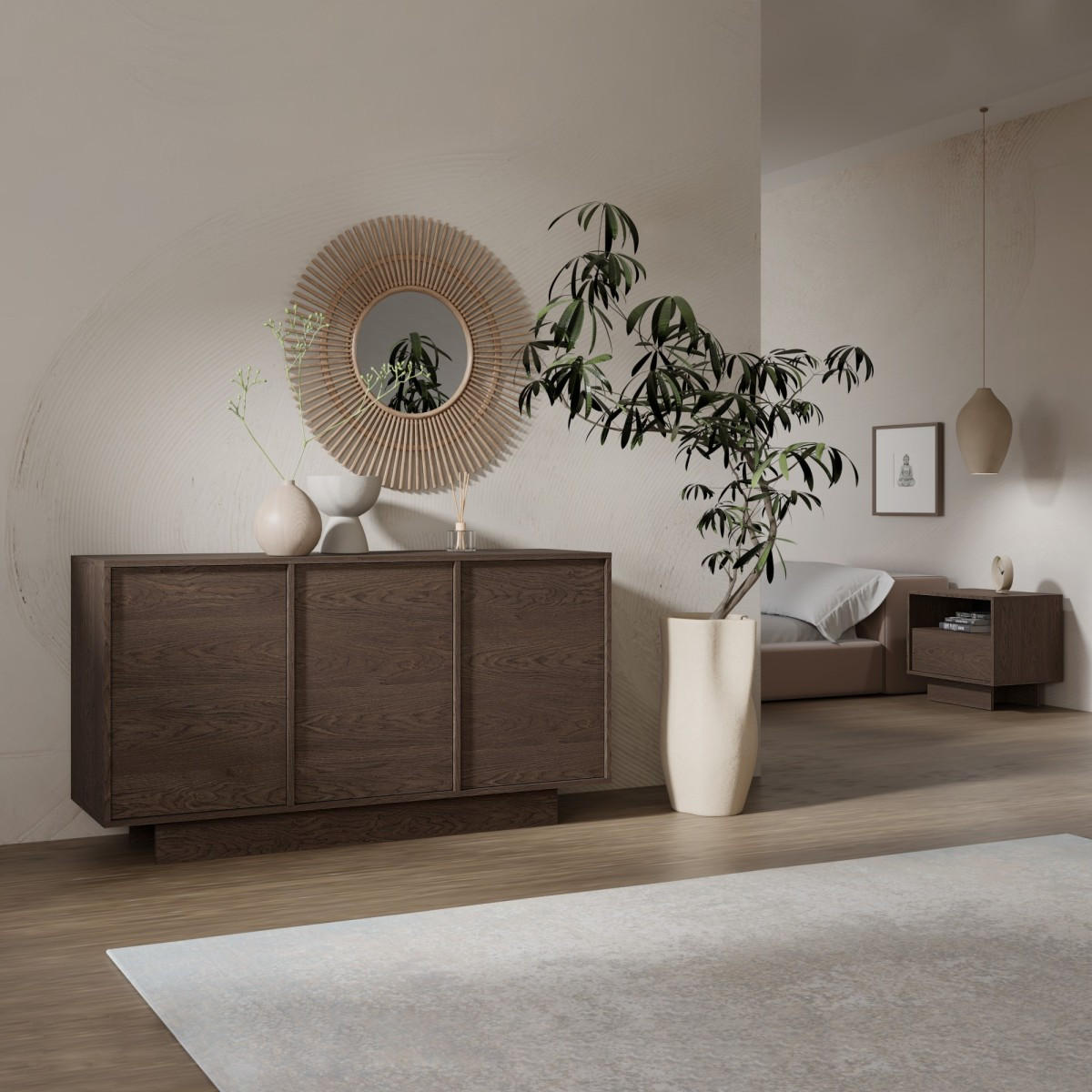 NACHTTISCH Balsi 1S 55 Baltic Storm - Walnussfarben, Holzwerkstoff (55/52/42cm) - mzm24