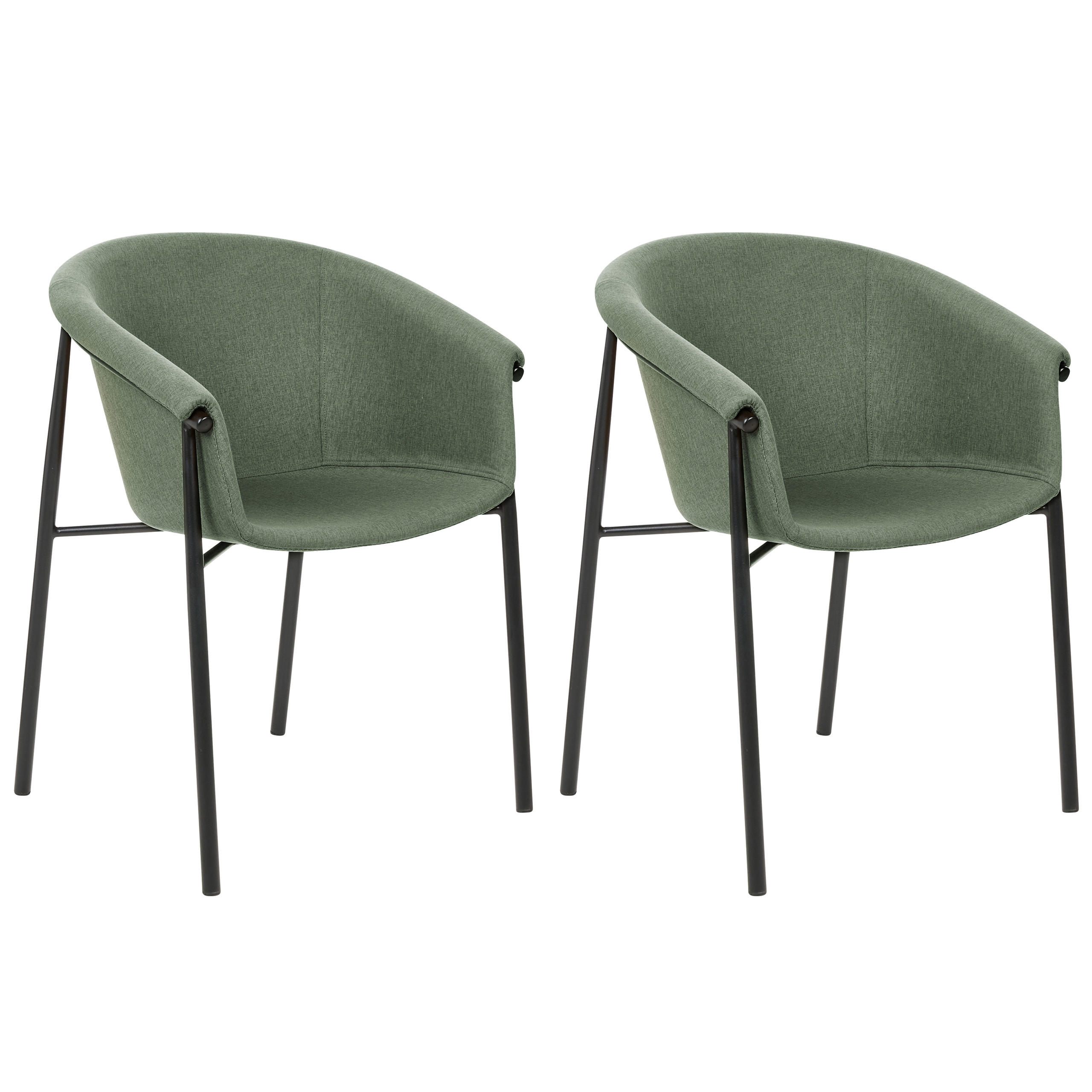 ESSZIMMERSTUHL 2er-Set Polyester Grün Ames - Grün, Textil/Metall (57/80/56cm) - Beliani