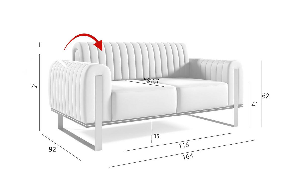 SOFA Valerie 2-sitzer - Grün, Holzwerkstoff/Textil (164/79/90cm) - Fun Möbel