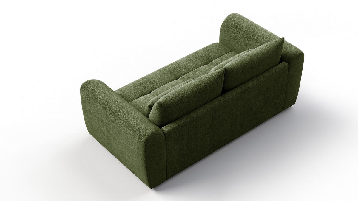 SOFA SORENO 3-Sitzer, dunkelgrün - Dunkelgrün/Schwarz, Holz/Textil (214/94/114cm) - Courtois Laville