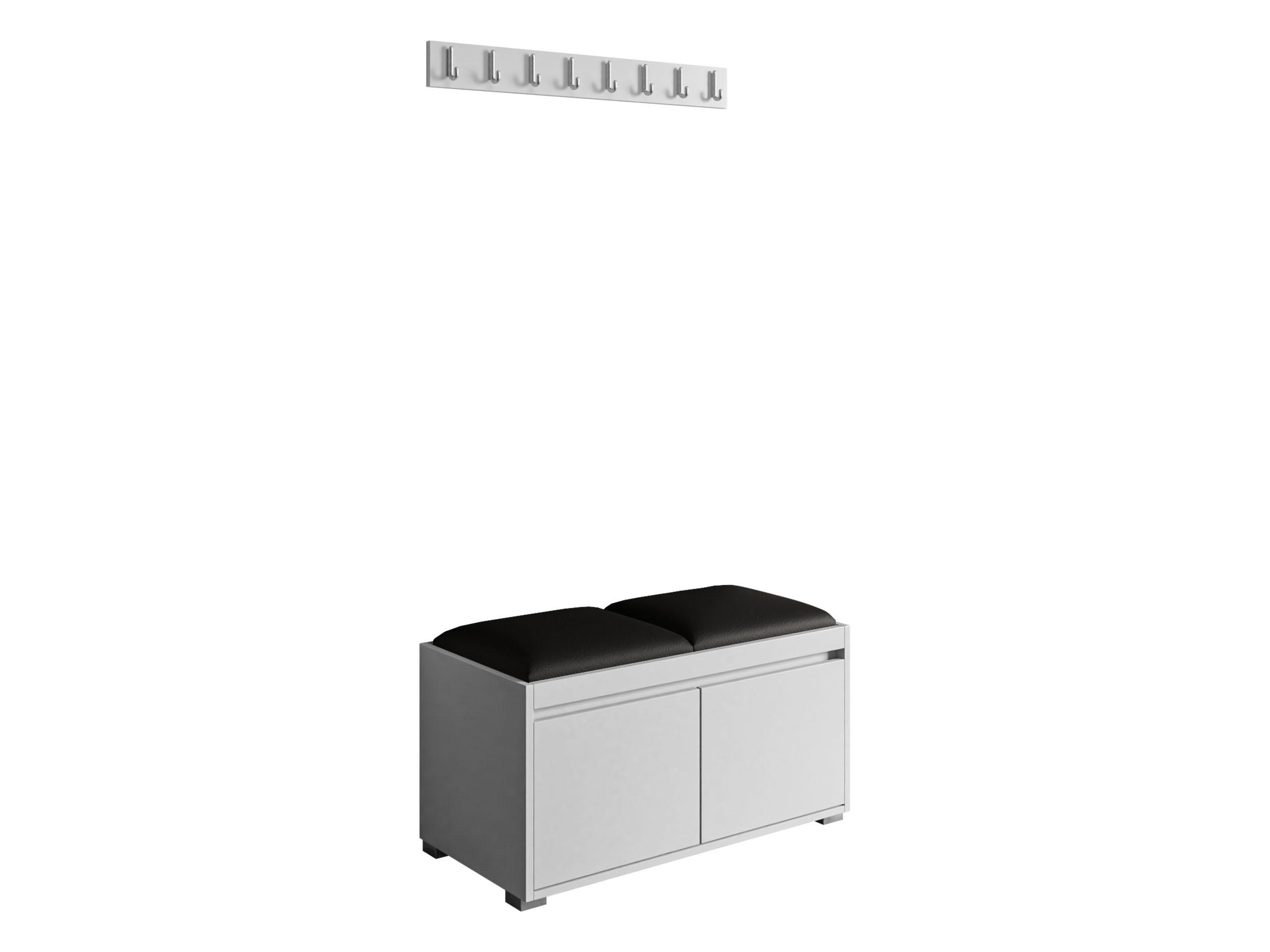 GARDEROBEN-SET Grawis 80 I - Schwarz Hochglanz/Silberfarben, Holzwerkstoff/Kunststoff (84.5/45/34cm) - MIRJAN24