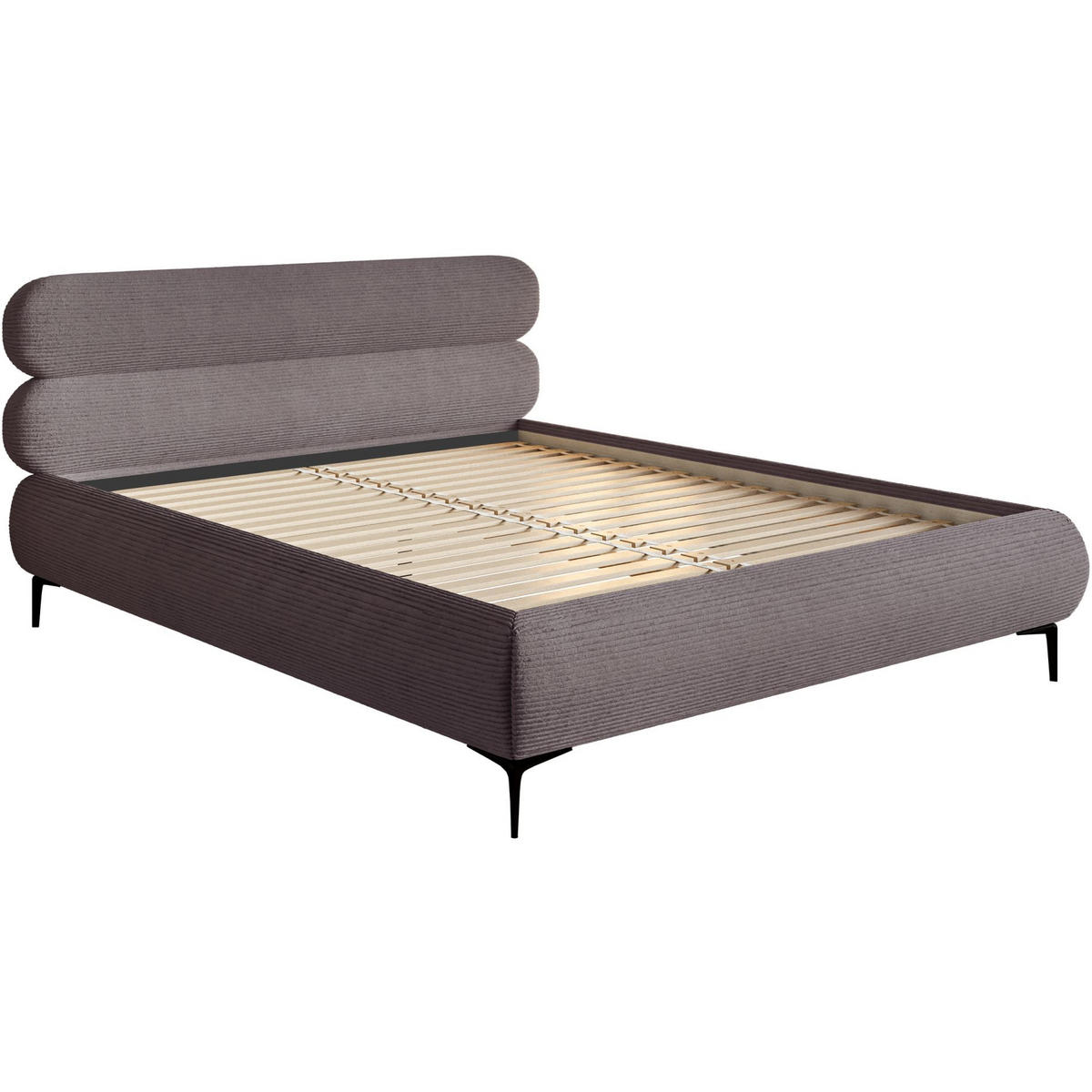 POLSTERBETT Roule Cord Hellbeige 140x200 cm - Ecru/Schwarz, Textil/Metall (140/200cm) - Selsey