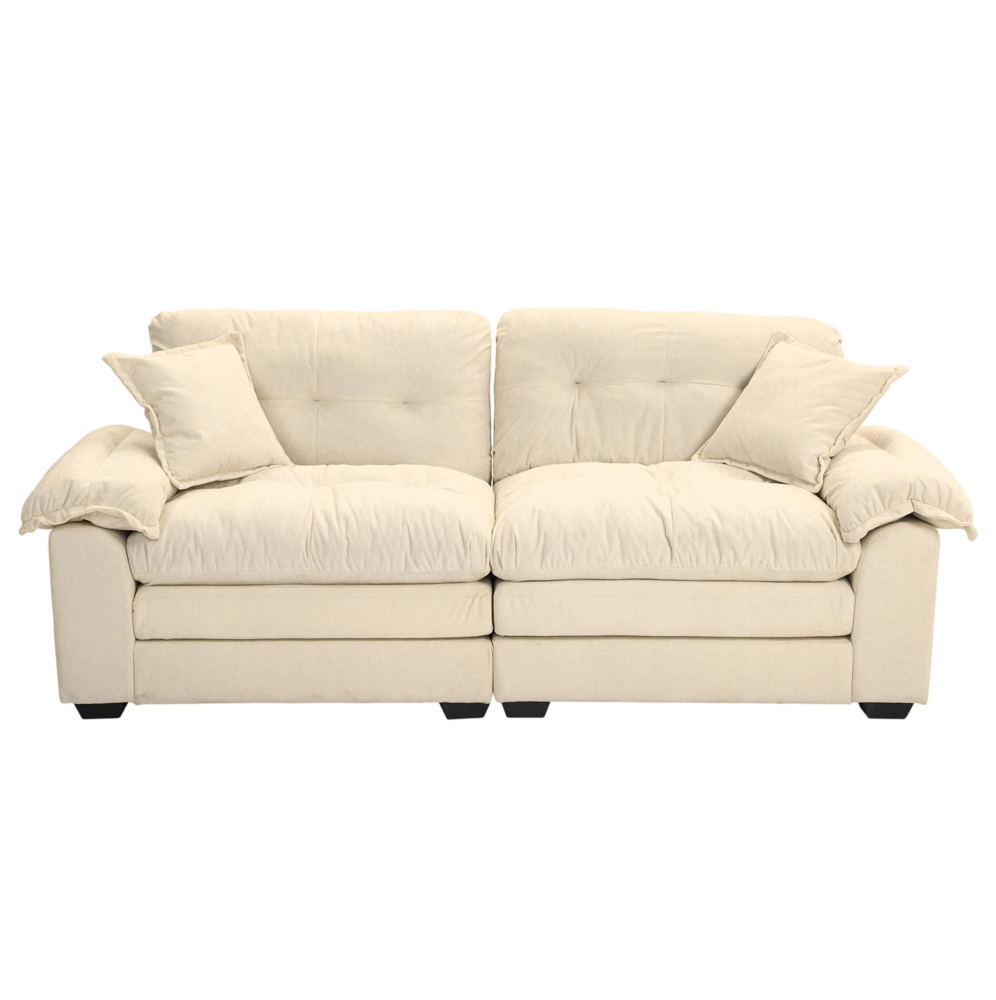 ZWEISITZER-SOFA Chenille-Polster mit tiefem Sitz 213,4/90,1/87,6 cm Beige - Beige, Textil (90.1/87.6/213.4cm) - Redom