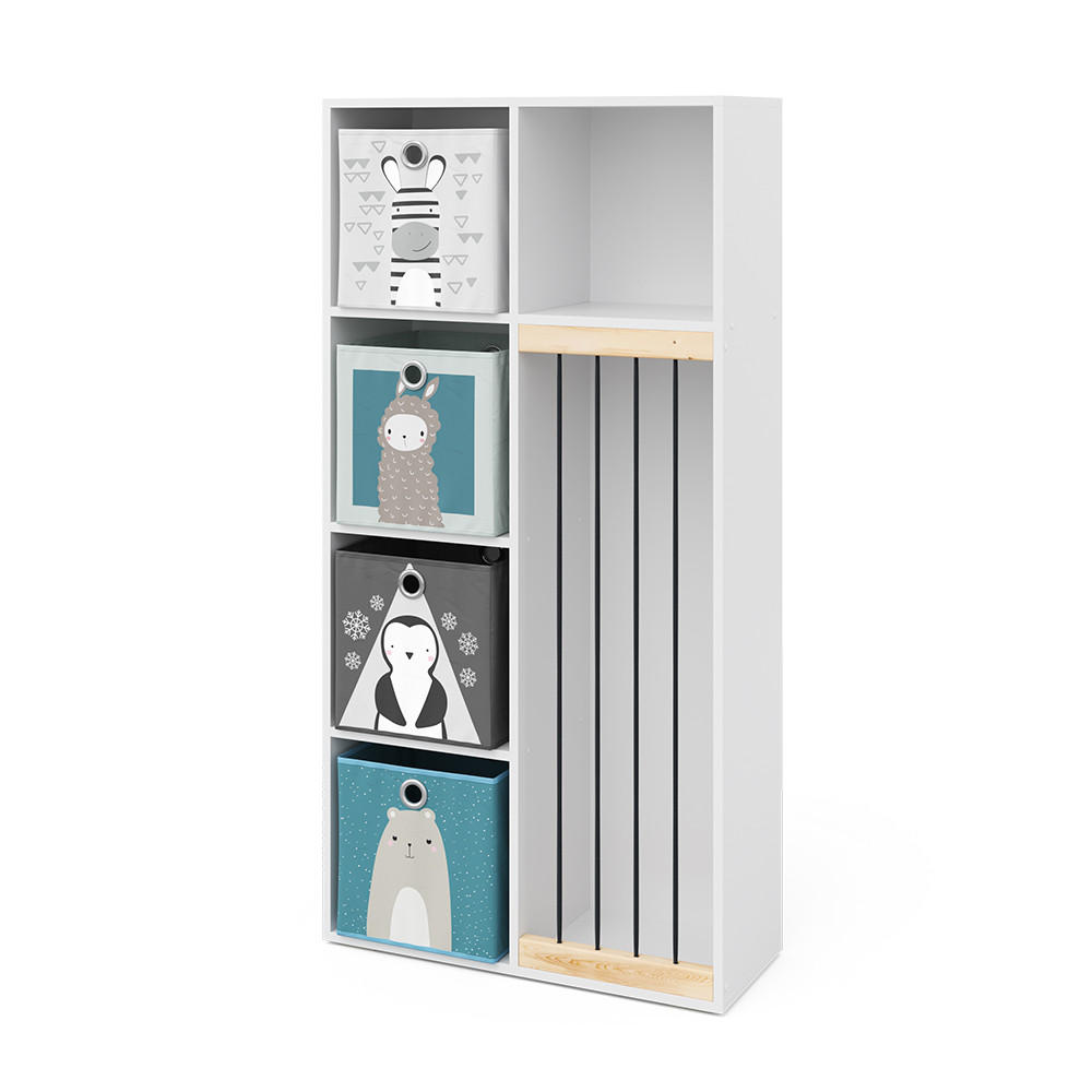 KINDERREGAL Marvin Weiß 72 x 143 cm mit 4 Faltboxen opt.2 - Weiß, Holzwerkstoff (72/143/29.1cm) - Vicco