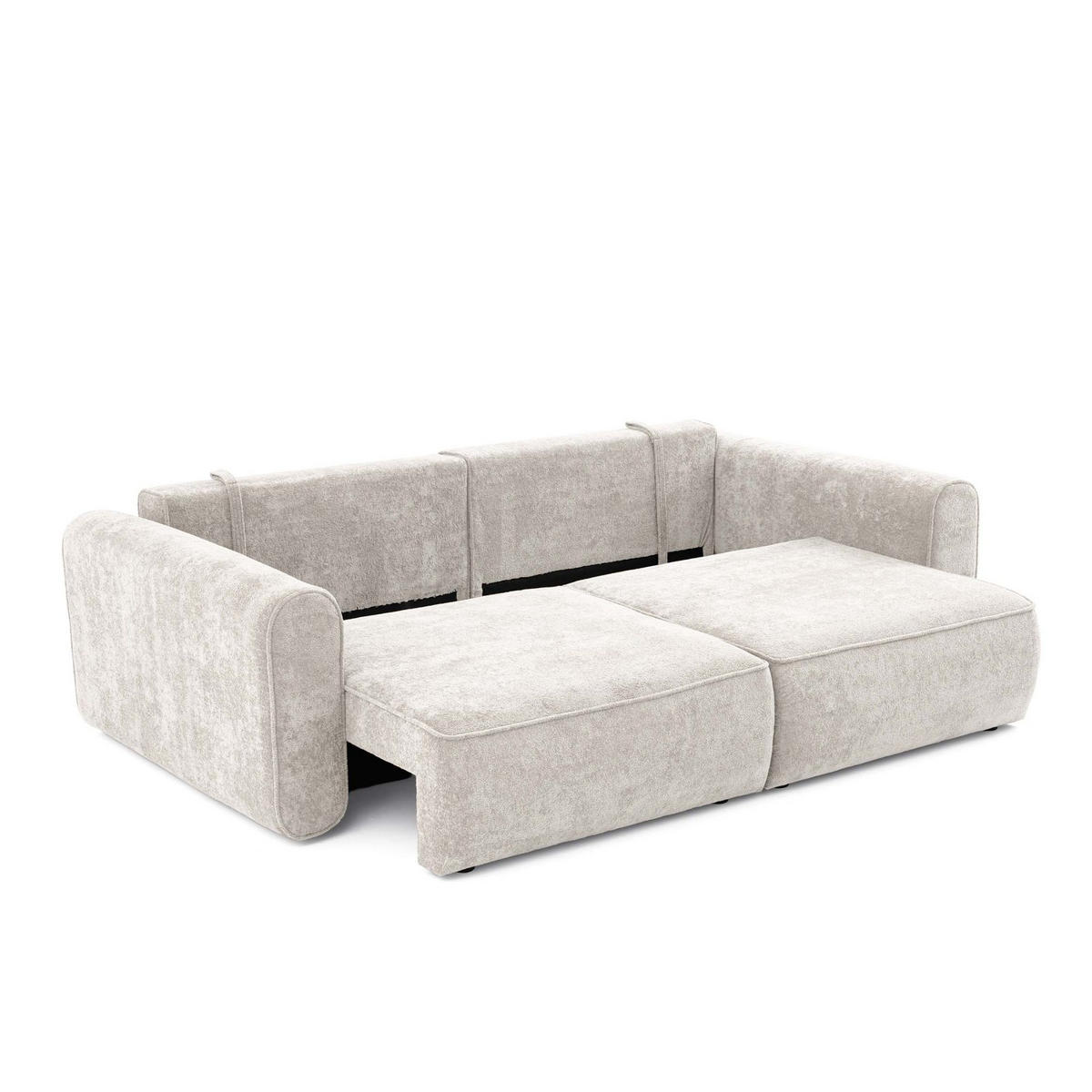 ECKSOFA MOTION mit Schlaffunktion 130x200 Webstoff Beige - Beige/Schwarz, Holz/Textil (250/166cm) - Muffo
