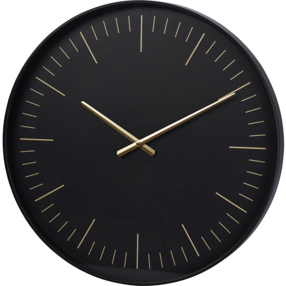 WANDUHR Moderne mit goldenen Zeigern Ø 50,7 cm - Schwarz, Kunststoff (50.7/50.7/50.7cm) - Home Styling Collection