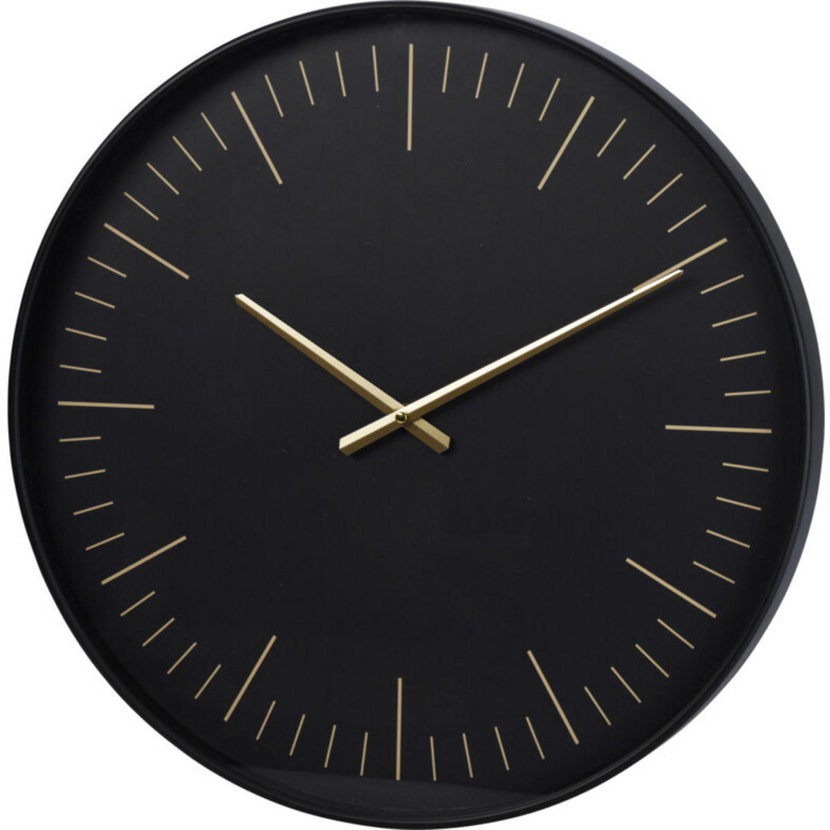 WANDUHR Moderne mit goldenen Zeigern Ø 50,7 cm - Schwarz, Kunststoff (50.7/50.7/50.7cm) - Home Styling Collection
