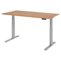 SCHREIBTISCH elektrisch XDKB 80/160/74 cm in Nussbaumfarben/Silberfarben - Silberfarben/Nussbaumfarben, Holzwerkstoff (80/160/74cm) - bümö